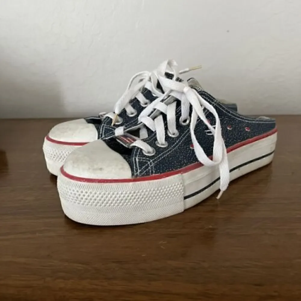 VTG Y2K Skechers Somethin’ Else Platform Mules Slip On USA FLAG RARE size 8.5